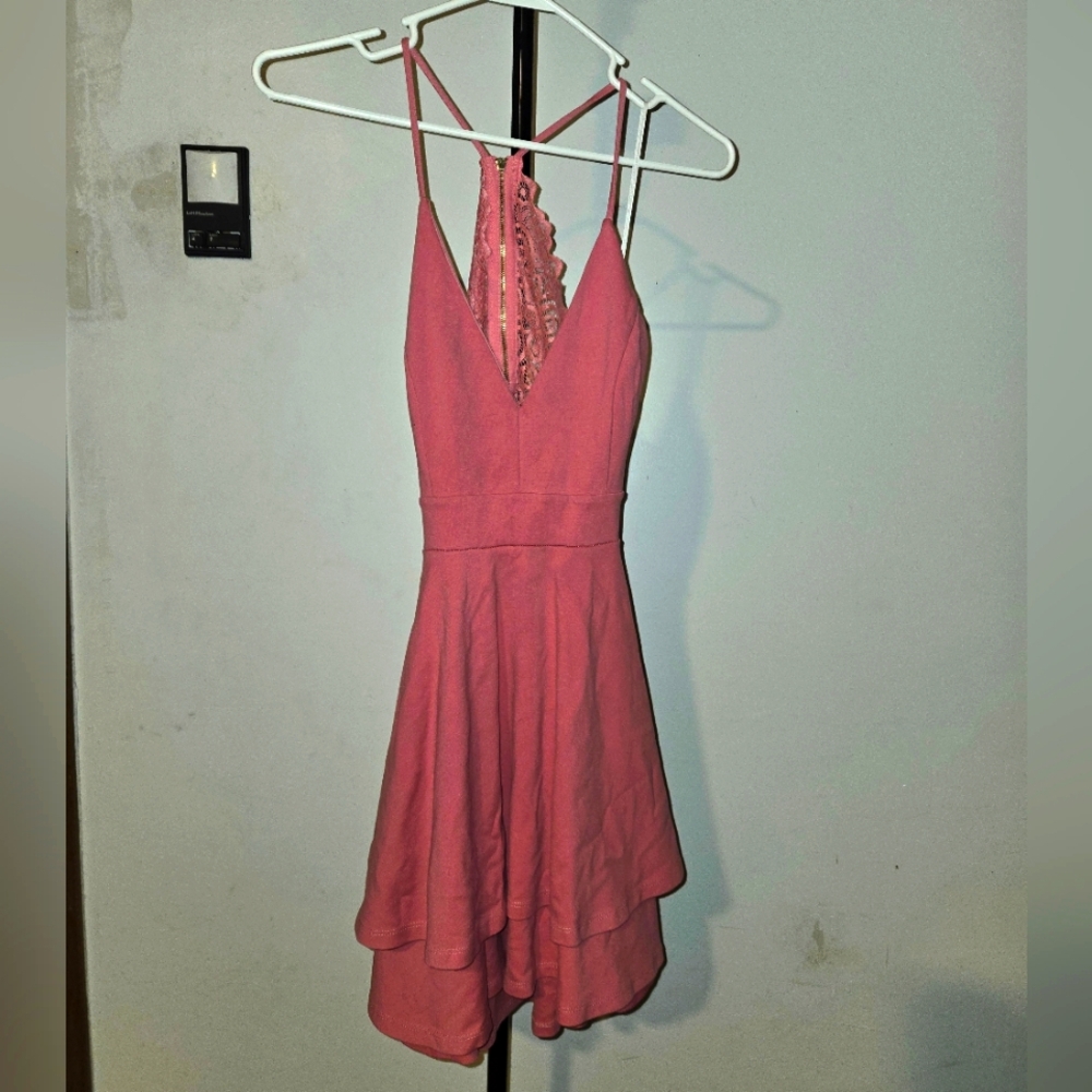 Windsor Pink Lace Detailed Back A Line Dress Elegant Silhouette